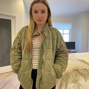 Free People Dolman Quilted Jacket (Green)